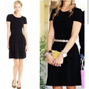 J. Mclaughlin Grace Ribbed Dress Black Knit Fit and Flare Cap Sleeve XL